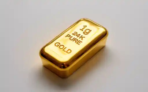A gold ingot weighing 1 gram, 24 karat.